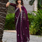 Rajwada Dark Maroon Chiffon Embroidered Saree For Women