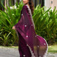 Rajwada Dark Maroon Chiffon Embroidered Saree For Women