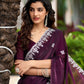 Rajwada Dark Maroon Chiffon Embroidered Saree For Women