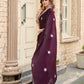 Rajwada Dark Maroon Chiffon Embellished Saree For Women