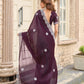 Rajwada Dark Maroon Chiffon Embellished Saree For Women
