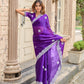 Rajwada Voilet Chiffon Embellished Saree For Women