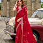 Rajwada Red Chiffon Embellished Saree For Women