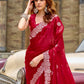 Rajwada Red Chiffon Embellished Saree For Women