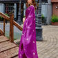 Rajwada Dark Magenta Chiffon Embellished Saree For Women
