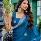 Rajwada Teal Blue Chiffon Embellished Saree For Women