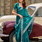 Rajwada Sea Green Chiffon Embellished Saree For Women