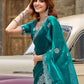 Rajwada Sea Green Chiffon Embellished Saree For Women