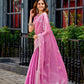 Rajwada Pink Chiffon Embellished Saree For Women