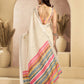 Rajwada Cream Cotton Linen Solid Saree For Women
