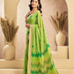 Rajwada Lime Green Cotton Linen Solid Saree For Women