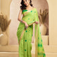 Rajwada Lime Green Cotton Linen Solid Saree For Women