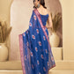 Rajwada Blue Cotton Linen Solid Saree For Women