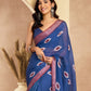 Rajwada Blue Cotton Linen Solid Saree For Women