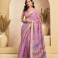 Rajwada Pink Cotton Linen Solid Saree For Women