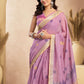 Rajwada Pink Cotton Linen Solid Saree For Women