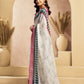 Rajwada Off White Cotton Linen Solid Saree For Women