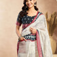 Rajwada Off White Cotton Linen Solid Saree For Women