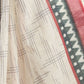 Rajwada Off White Cotton Linen Solid Saree For Women