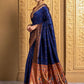 Rajwada Navy Blue Silk Woven Saree For Women