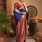 Rajwada Navy Blue Silk Woven Saree For Women