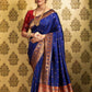 Rajwada Navy Blue Silk Woven Saree For Women