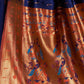 Rajwada Navy Blue Silk Woven Saree For Women