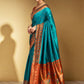 Rajwada Turquoise Silk Woven Saree For Women