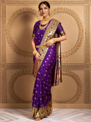 Rajwada Voilet Silk Woven Saree For Women
