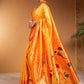 Rajwada Yellow Silk Woven Saree For Women