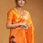 Rajwada Yellow Silk Woven Saree For Women