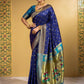Rajwada Navy Blue Silk Woven Saree For Women