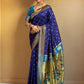 Rajwada Navy Blue Silk Woven Saree For Women
