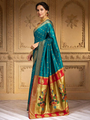 Rajwada Sky Blue  Silk Woven Saree For Women