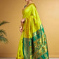 Rajwada Lime Green Silk Woven Saree For Women