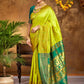Rajwada Lime Green Silk Woven Saree For Women
