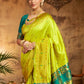 Rajwada Lime Green Silk Woven Saree For Women
