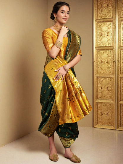 Rajwada Green Silk Woven Saree For Women
