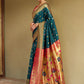 Rajwada Teal Silk Woven Saree For Women
