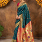 Rajwada Teal Silk Woven Saree For Women