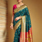 Rajwada Teal Silk Woven Saree For Women