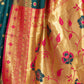 Rajwada Teal Silk Woven Saree For Women