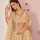 Rajwada Beige Net Embroidered Semi Stitched Lehenga For Women
