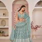 Rajwada Sky Blue Net Embroidered Semi Stitched Lehenga For Women