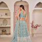Rajwada Sky Blue Net Embroidered Semi Stitched Lehenga For Women