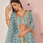 Rajwada Sky Blue Net Embroidered Semi Stitched Lehenga For Women