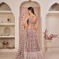 Rajwada Mauve Pink Net Embroidered Semi Stitched Lehenga For Women