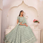 Rajwada Light Green Net Embroidered Semi Stitched Lehenga For Women