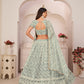 Rajwada Light Green Net Embroidered Semi Stitched Lehenga For Women