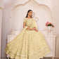 Rajwada Lime Green Net Embroidered Semi Stitched Lehenga For Women